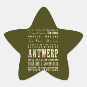 Attracties & Beroemde Plaatsen van Antwerpen, Belg Ster Sticker