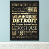 Attracties & beroemde plaatsen van Detroit, Michig Canvas Afdruk (Insitu (Houten vloer))
