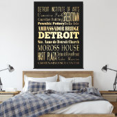 Attracties & beroemde plaatsen van Detroit, Michig Canvas Afdruk (Insitu (Slaapkamer))