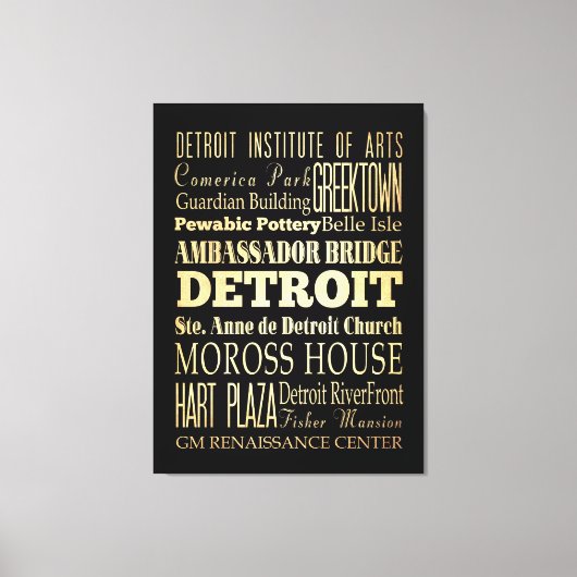Attracties & beroemde plaatsen van Detroit, Michig Canvas Afdruk (Voorkant)