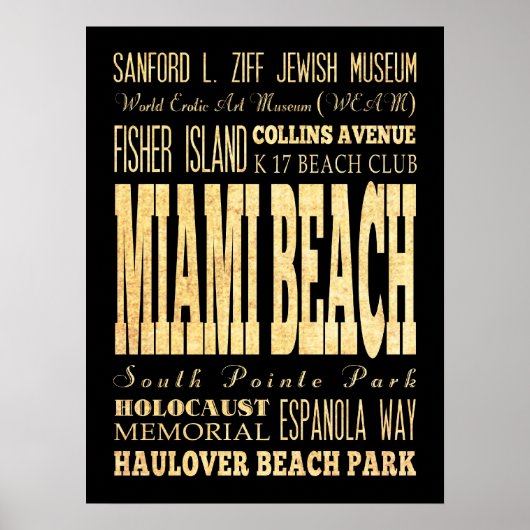 Attracties en beroemde plaatsen van het strand van poster (Voorkant)