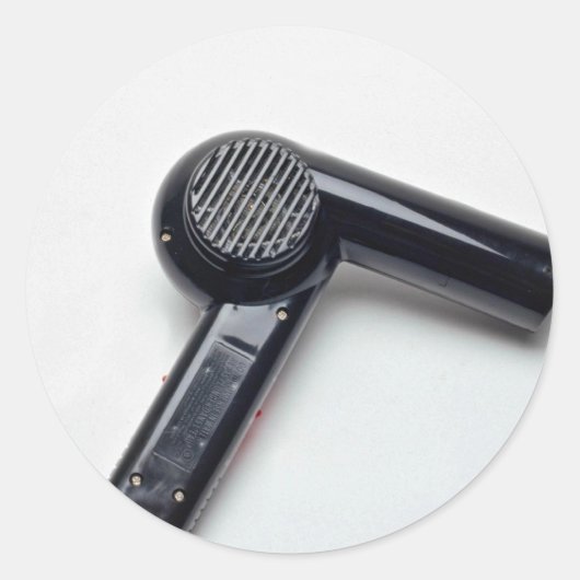 Attractieve haardroger ronde sticker (Voorkant)