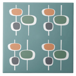 Attractieve trendy retro 60s schattig patroon blau tegeltje