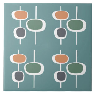 Attractieve trendy retro 60s schattig patroon blau tegeltje