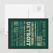 Attractions & Famous Places of Detroit, Michigan. Briefkaart (Voorkant / Achterkant)