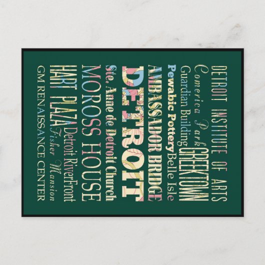 Attractions & Famous Places of Detroit, Michigan. Briefkaart (Voorkant)