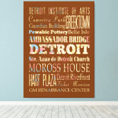 Attractions & Famous Places of Detroit, Michigan. Canvas Afdruk (Insitu (Houten vloer))