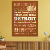 Attractions & Famous Places of Detroit, Michigan. Canvas Afdruk (Insitu (Woonkamer))