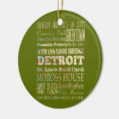 Attractions & Famous Places of Detroit, Michigan. Keramisch Ornament (Links)