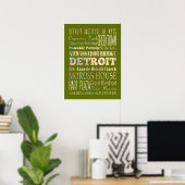 Attractions & Famous Places of Detroit, Michigan. Poster (Thuiskantoor)