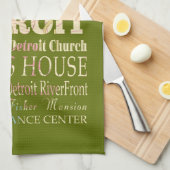 Attractions & Famous Places of Detroit, Michigan. Theedoek (Quarter Fold)