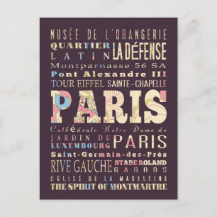 Attractions & Famous Places of Paris, Frankrijk. Briefkaart