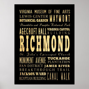 Attractions & Famous Places of Richmond, Virginia Poster