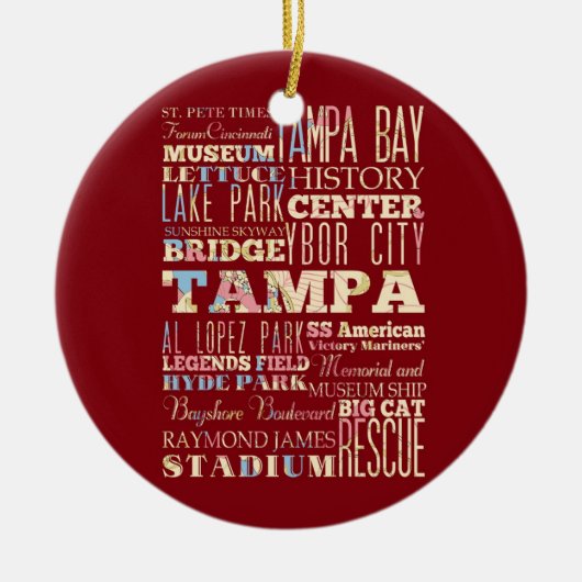 Attractions & Famous Places of Tampa, Florida. Keramisch Ornament (Voorkant)