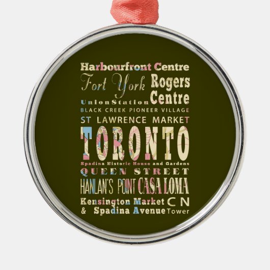 Attractions & Famous Places of Toronto, Canada. Metalen Ornament (Voorkant)