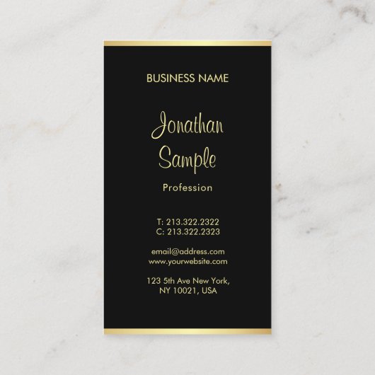 Attractive Black Gold Hand Script Font Text Modern Visitekaartje (Achterkant)