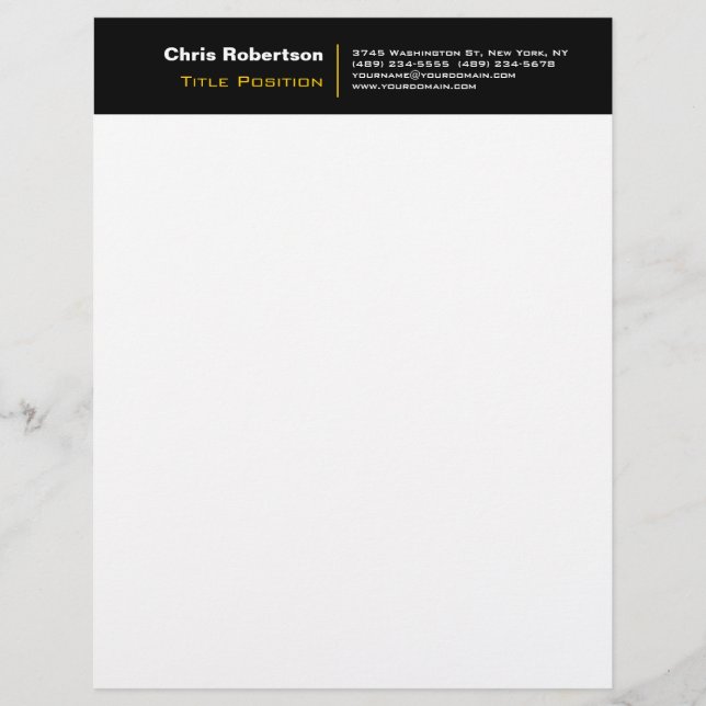 Attractive Black Yellow White Modern Briefhoofd (Voorkant)