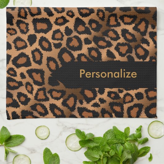 Attractive Brown Leopard Animal Print Theedoek (Gevouwen)