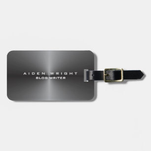 Attractive Metallic Grey Stylish Modern Minimalist Bagagelabel