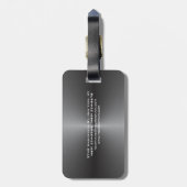 Attractive Metallic Grey Stylish Modern Minimalist Bagagelabel (Achterkant verticaal)