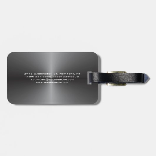 Attractive Metallic Grey Stylish Modern Minimalist Bagagelabel (Achterkant horizontaal)
