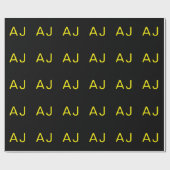 Attractive Monogram Yellow Black Modern Minimalist Cadeaupapier (Vlak)