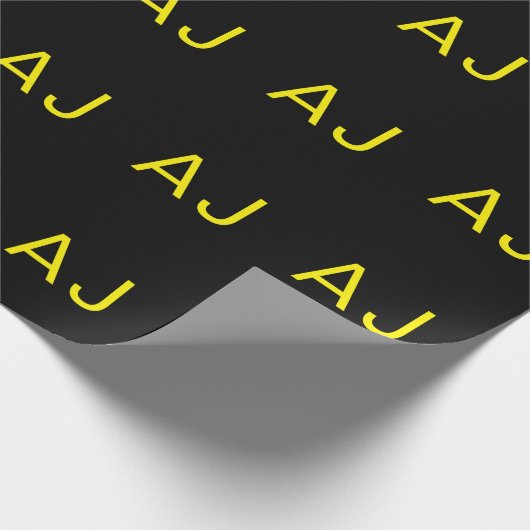 Attractive Monogram Yellow Black Modern Minimalist Cadeaupapier (Hoek)