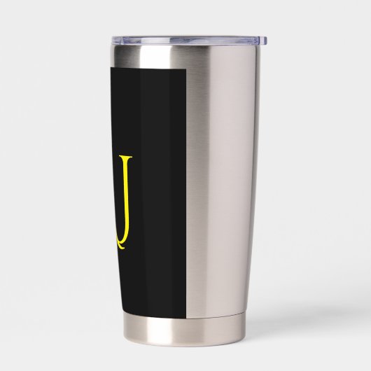 Attractive Monogram Yellow Black Modern Minimalist Geïsoleerde Drinkbeker (Links)