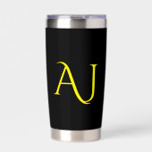 Attractive Monogram Yellow Black Modern Minimalist Geïsoleerde Drinkbeker (Voorkant)