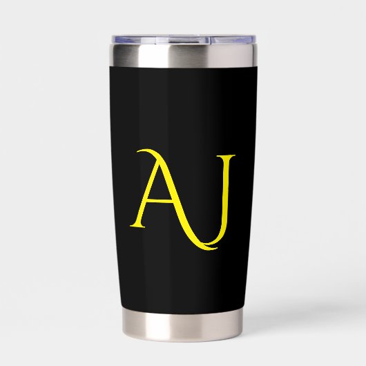 Attractive Monogram Yellow Black Modern Minimalist Geïsoleerde Drinkbeker (Voorkant)