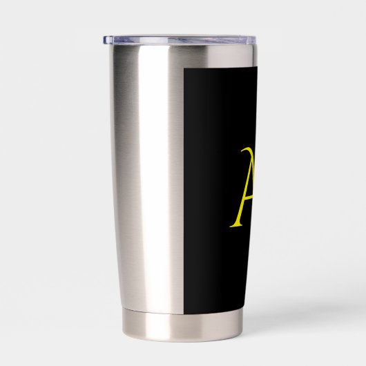 Attractive Monogram Yellow Black Modern Minimalist Geïsoleerde Drinkbeker (Rechts)