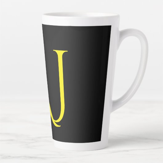 Attractive Monogram Yellow Black Modern Minimalist Latte Mok (Rechts)