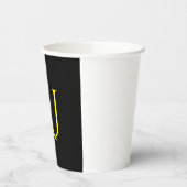 Attractive Monogram Yellow Black Modern Minimalist Papieren Bekers (Links)