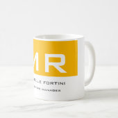 Attractive Monogrammed Yellow White Jouw naam Koffiemok (Voorkant rechts)