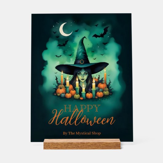 Attractive & Mystical Halloween Witch Conjures  Acryl Bord (Voorkant)