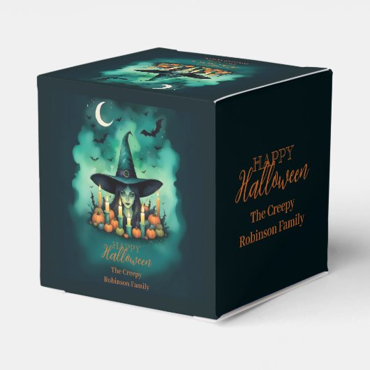 Attractive & Mystical Halloween Witch Conjures Bedankdoosjes (Achterkant)