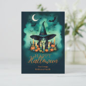 Attractive & Mystical Halloween Witch Conjures Kaart (Staand voorkant)