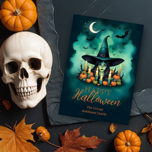 Attractive & Mystical Halloween Witch Conjures Kaart