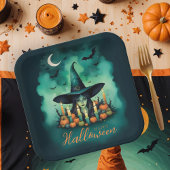 Attractive & Mystical Halloween Witch Conjures Papieren Bordje