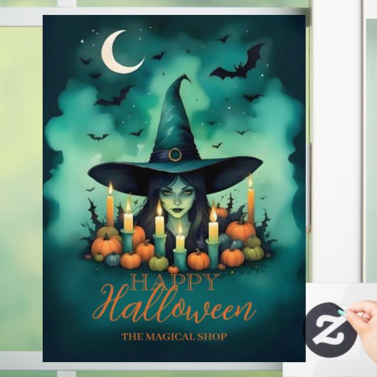 Attractive & Mystical Halloween Witch Conjures Raamsticker (Huis)
