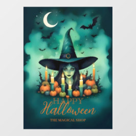 Attractive & Mystical Halloween Witch Conjures Raamsticker