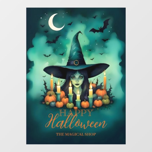 Attractive & Mystical Halloween Witch Conjures Raamsticker (Vel)