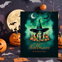 Attractive & Mystical Halloween Witch Conjures Reclamebord Met Voetstuk
