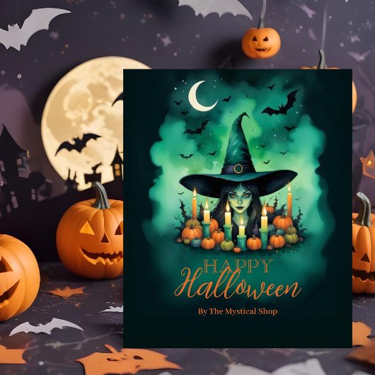 Attractive & Mystical Halloween Witch Conjures Reclamebord Met Voetstuk