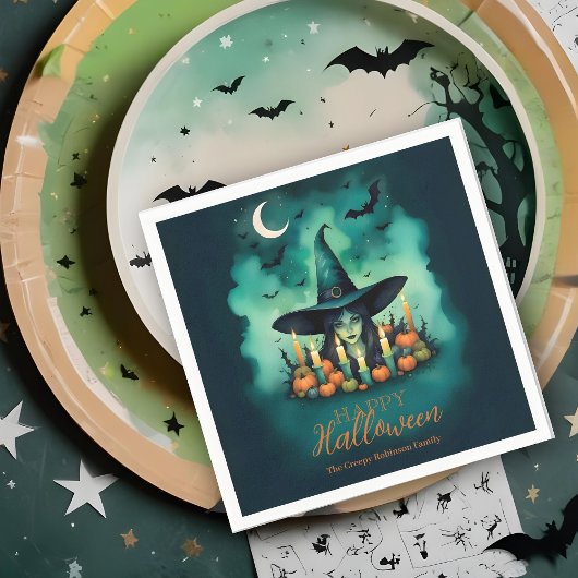 Attractive & Mystical Halloween Witch Conjures Servet