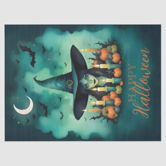 Attractive & Mystical Halloween Witch Conjures Tissuepapier (Voorkant)