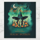 Attractive & Mystical Halloween Witch Conjures Wijn Etiket (Enkel label)