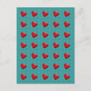 Attractive Red Hearts Grey Blue Pop Art Briefkaart