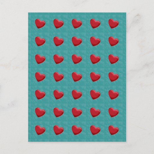 Attractive Red Hearts Grey Blue Pop Art Briefkaart (Voorkant)