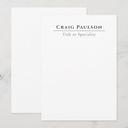 Attractive Simple Professional Plain Minimalist Notitiekaartje (Voorkant / Achterkant)